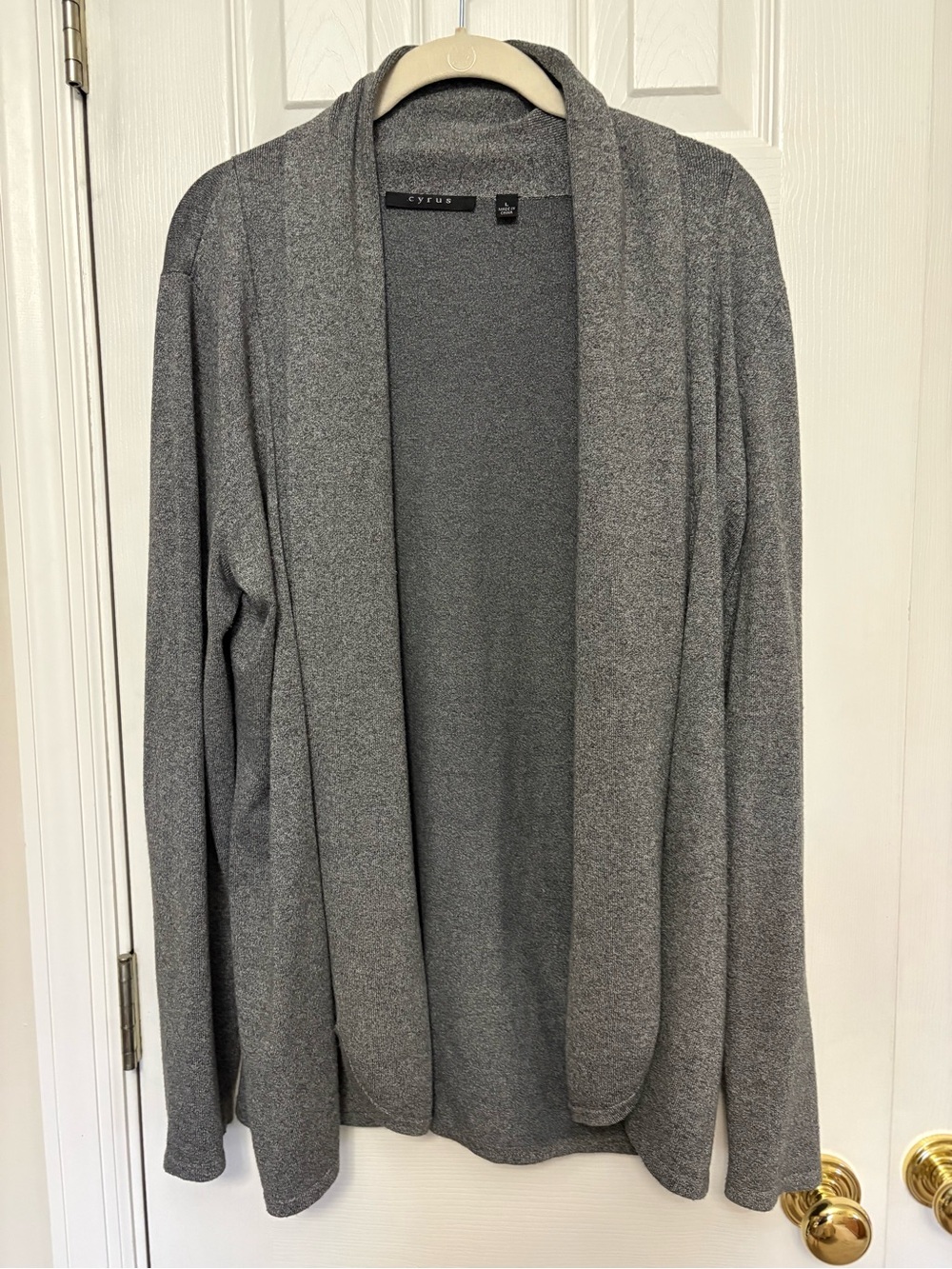 Cyrus Heather Gray Open-Front Women's Cardigan